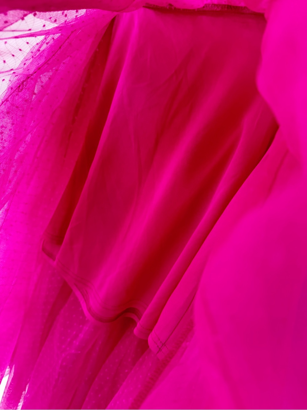 Sincerely Jules NWT Hot Pink Swiss Dot Tulle Ruffle Midi Skirt Size Large - Picture 6 of 10